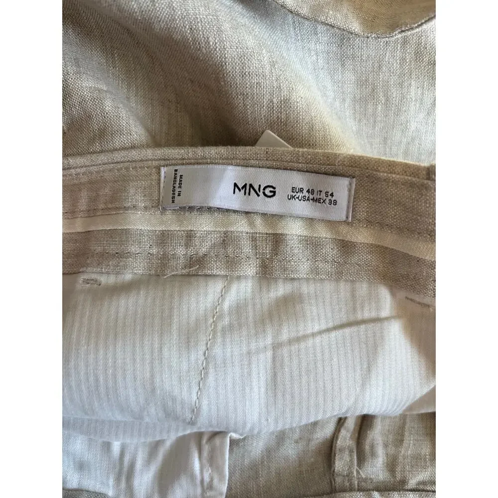 NWT Mango MNG Men’s 100% Linen Pants Slim Fit Pockets Off White Size 38